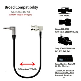 Tentacle Sync Timecode Cable 3.5 mm TRS Jack to BNC for ARRI AMIRA, for Canon EOS C300 Mark II III C500 C70, for Sony FX6 FX9 Camera, Sound Devices Zoom F8 Recorder, Zaxcom(7.8 inch Right Angle BNC)