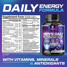 Multivitamin for Men - Vitamin A, C, D, E, Zinc, Calcium, Multivitamins for Immune Health Support, Vitamin B12, Men’s Daily Multivitamin Supplement Capsules, Non-GMO Mens Multi Vitamins - 60 Capsules