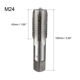 sourcing map Metric Hand Tap M24 Thread 3 Pitch 4 Straight Flutes H2 Alloy Tool Steel Bottom & Taper Screw Tap Set Tapping Tools for Repairing 1 Pair