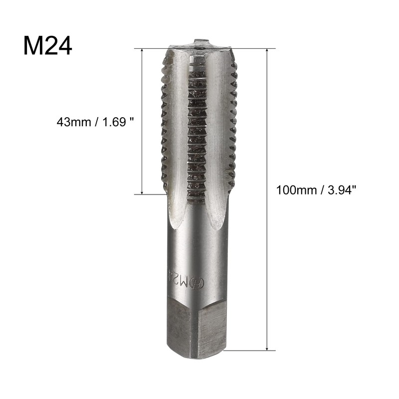 sourcing map Metric Hand Tap M24 Thread 3 Pitch 4