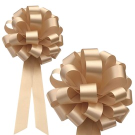 Cream Light Beige Pull Bows - 8" Wide, Set of 6, Wedding, Reception, Anniversary, School Dance, Birthday, New Years, Christmas, Thanksgiving
