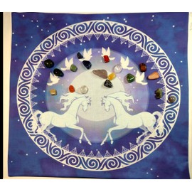 Altar Cloth or Tarot Mat - Symbols of Rhiannon Altar Cloth - Pagan or Wicca Altar Cloth or Tarot Mat