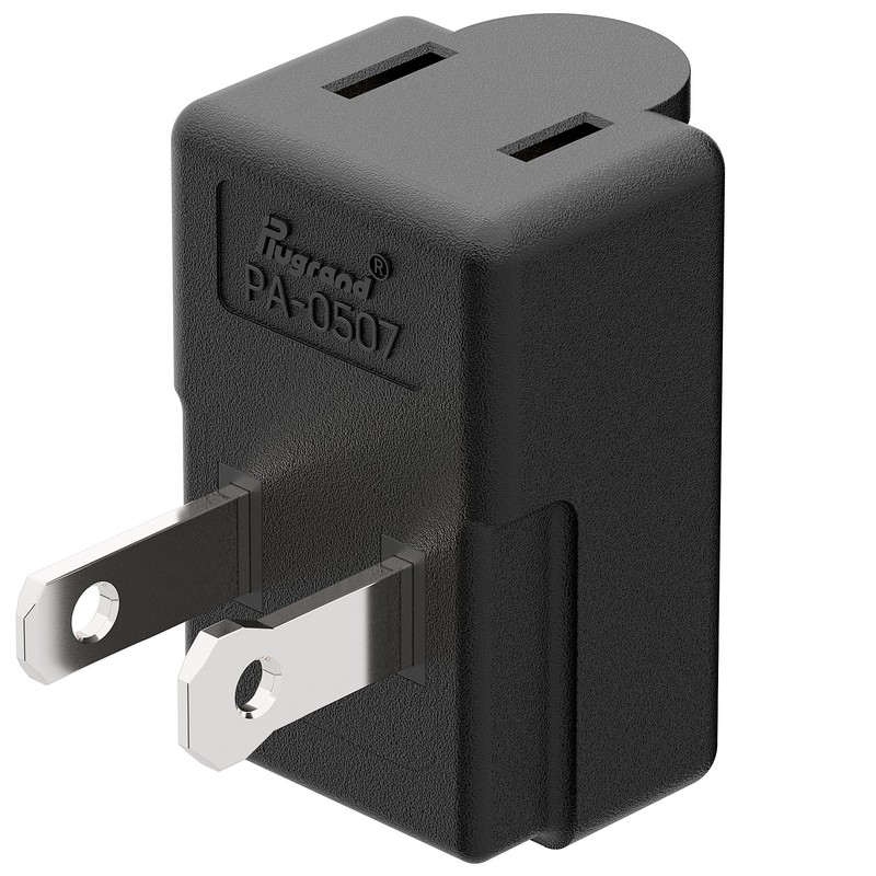 Right Angle Adapter,2-Prong 90 Degree Upward Angled AC Adapter, Polarized