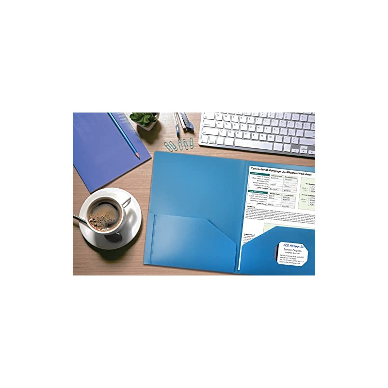 Better Office Products - Carpeta de plástico de 2 bolsillos,
