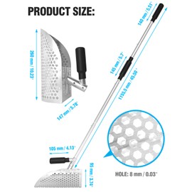 Exact Design Sand Scoop for Metal Detecting, Heavy Duty Anodized Aluminum Metal Detector Beach Finds Scoop, Metal Detecting Tool Digging Sifting Shovel with 42 inch Handle