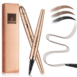 LOPHE Eyebrow Pen with 4 Fork Tip, Long-lasting Waterproof Eyebrow Pencil and 3D Microblading Eyebrow Pen Smudge Proof Brow Pen, Creates Natural Looking, Liquid Eyebrow Fork Tip Pen (Medium Brown)