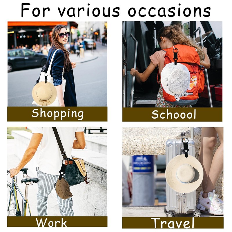 3Pcs Hat Clip for Travel on Bag, Portable Hat Holder