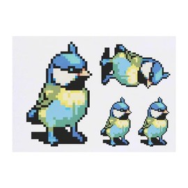 Azeeda 4 x 'Blauer Vogel Pixel Art' Temporäre Tattoos - Wasserfest, Hautfreundlich & Ungiftig · Transfers in Verschiedenen Größen (TO00068962)