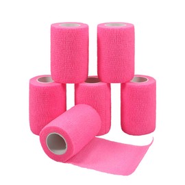 GooGou Self Adherent Wrap Bandages Self Adhering Cohesive Tape Elastic Athletic Sports Tape for Sports Sprain Swelling and Soreness on Wrist and Ankle 6PCS 3 in X 14.7 ft (Pink)