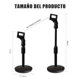 Soporte para Micrófono Ajustable de Escritorio Soporte para Micrófono Mesa de Sobremesa Multifuncional con 2 Pinza para Micrófono para Conferencias, P