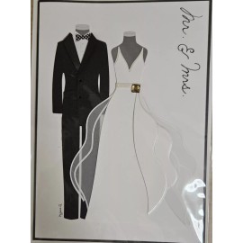 PAPYRUS MR & MRS BRIDE GROOM OUTFIT FELT WEDDING CARD