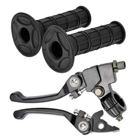 HIAORS Folding Clutch Brake Lever and 7/8 Handlebar Grips Compatible with 50cc 110cc 150cc SSR 125 Tao tao DB17 Coolster Apollo Thumpstar Xmotos Kayo Atomik Pit Dirt Bike Motorcycle Parts Black