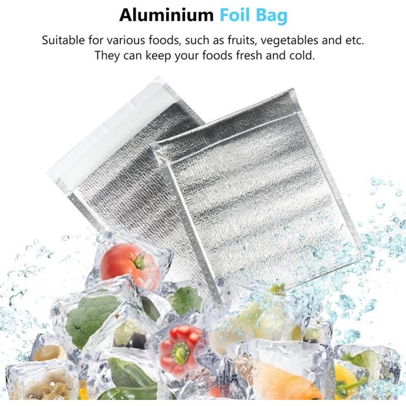 100 Piezas Bolsa Térmica de Aluminio Plata Aislamiento