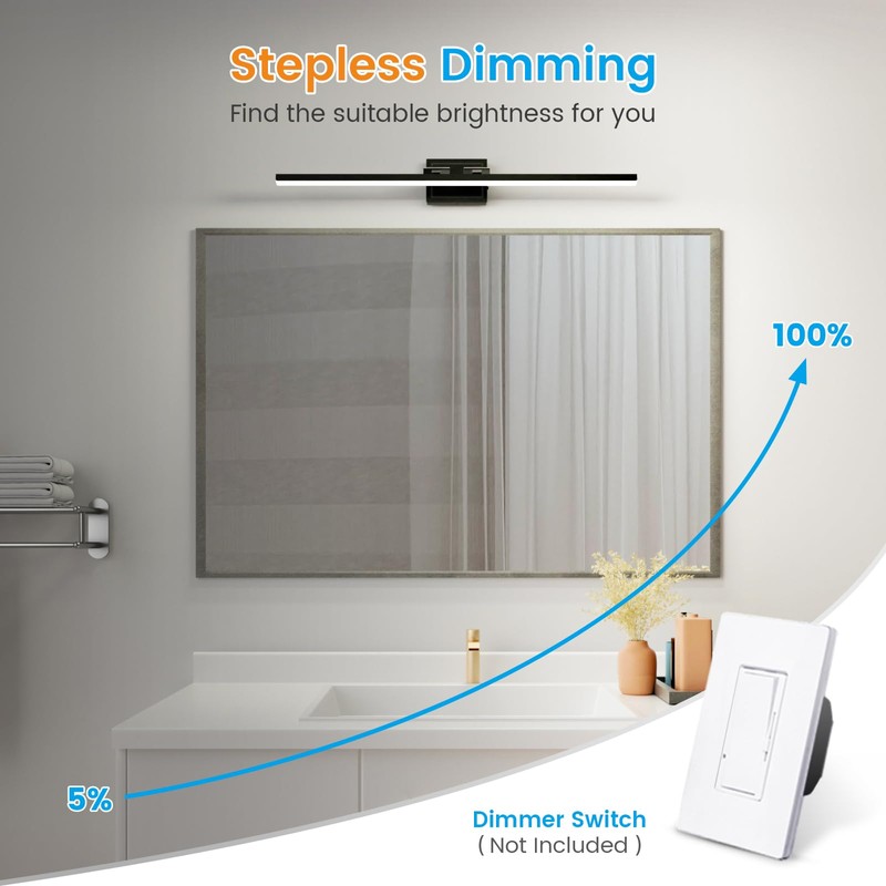 VOLISUN Modern Bathroom Vanity Light 39.4 inch, Rotatable, 24W Dimmable