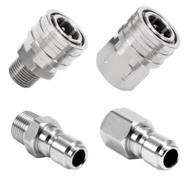 RIDGE WASHER Pressure Washer Quick Connect 3/8 Inch, Stainless Steel Power Washer Adapter Set, Pressure Washer Fittings, Female and Male NPT Thread, 4 Pcs
