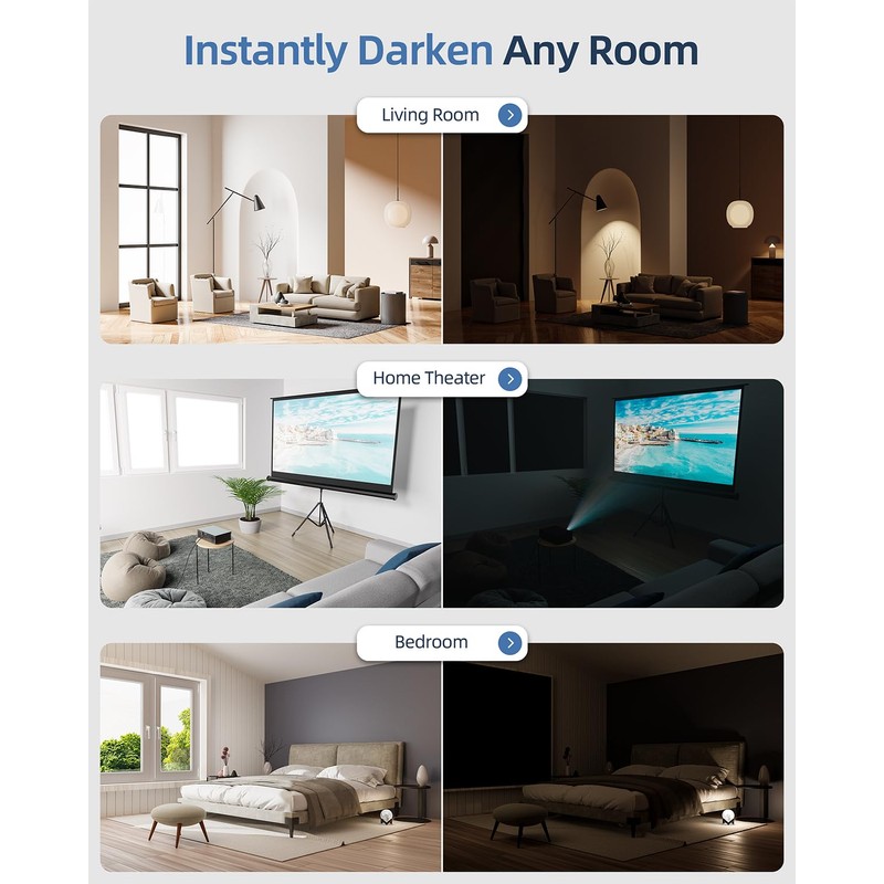 Retractable Blackout Curtains, Blackout Blinds with Hook and Loop Adhesive,No