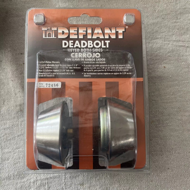 Defiant NEW Defiant Deadbolt Keyed Both Sides Satin Nickel Brass