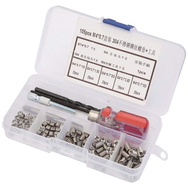 105 Pieces Thread Inserts Repair Kit with Tools Stainless Steel