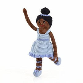Pebble | Handmade Ballerina Doll—Blue | Black Doll | Crochet | Fair Trade | Pretend | Imaginative Play | Machine Washable
