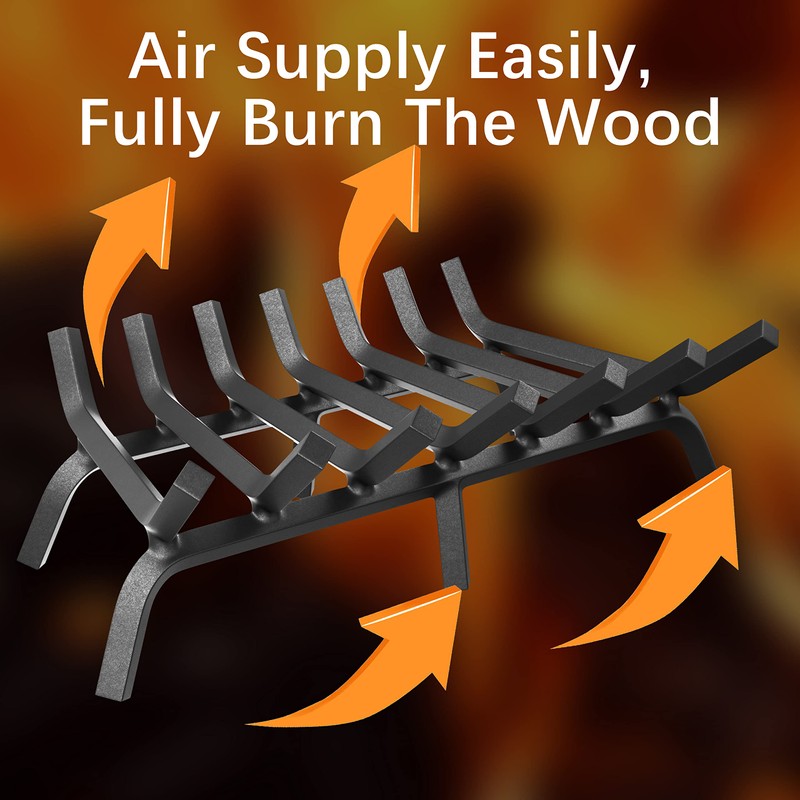 Mr IRONSTONE Fireplace Grate 30 inch Solid Steel Heavy Duty
