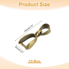 QUARKZMAN Pack of 12 Sterling Silver Bail Pinch Bail, 8 mm x 19 mm Alloy Clip Clasps, Clip, Pendant, Bail Connector, Jewellery Accessories for Bracelets, Necklaces, Making, Cyan