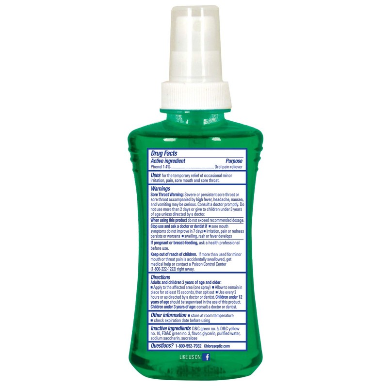 Chloraseptic Sore Throat Spray, Menthol, 6 fl oz, 3 Bottles