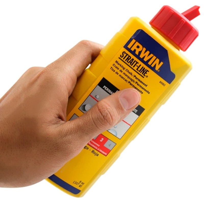 IRWIN Tools STRAIT-LINE 64902 Permanent Marking Chalk, 8-ounce, Red (64902)