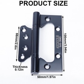 Li-TianFeng Non-Mortise Door Hinges - Easy to Install, 4" × 3"×2.5" Stainless Steel Door Hinges - Smooth Movement and Heavy Duty, Black(6pcs)