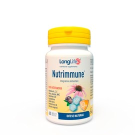 LongLife Nutrimmune® | Echinacea, astragalo, vitamina C, E, A, zinco, selenio, NAC, L glutatione, CoEn Q10, acido folico ed altri estratti vegetali | Difese immunitarie | 2 mesi di trattamento