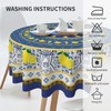 Blue Lemon Tablecloth Round 60 Inch Boho Floral Fabric Table