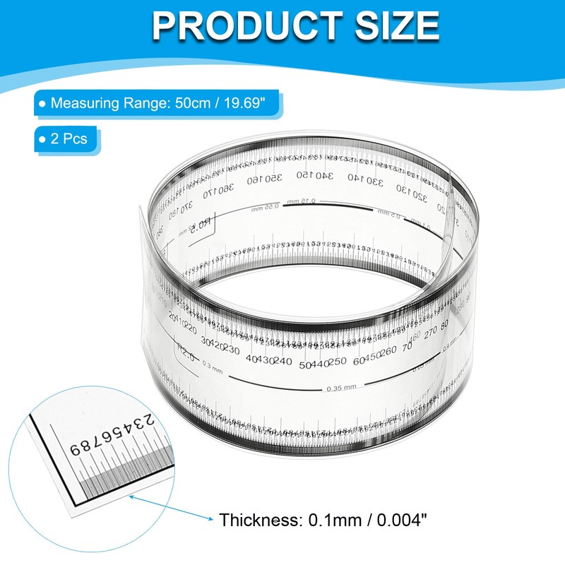 PATIKIL Film Flexible Ruler 50cm 0.1mm Scale with R Angle