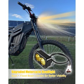 WUMZIJ Dirt Bike Headlight Kit with Mount Bracket Fit for SurRon Segway X260 and Talaria, Clear Yellow Floodlight