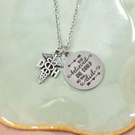 Dental Hygienist Women's Necklace Stainless Steel | Handcrafted 18 Inch Cable Chain, Word Tag | She Believed She Could So She Did | Perfect Graduation Gift