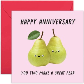 Old English Co. Funny Pear Anniversary Card for Him and Her - Witty Anniversary Card with Hilarious Pear Pun for Men Women – Funny Anniversary Card for Her or Him | Blank Inside with Envelope