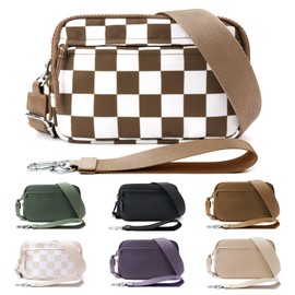 IBEE Dual Wristlet Wallets for Women RFID Blocking Crossbody Wallets Purse with ID Window Large Wristlet Purse Nylon Zipper Phone Wallet 2 Straps