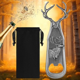 LULLEA Hunter Gifts, Deer Bottle Opener, Christmas Gifts, Birthday Gifts for Men, Women, Dad, Deer Gifts, Deer Gifts for Deer Fans, Hunters, Silver