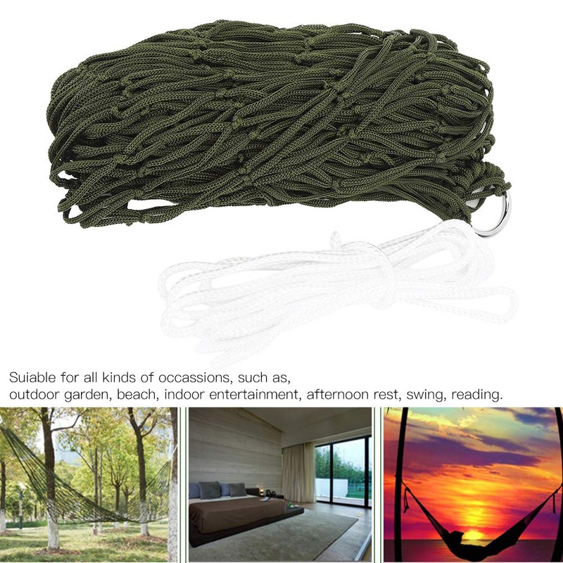 Single Person Mesh Hammock, Thicken Nylon Fabric Camping Hammock Multi-functional