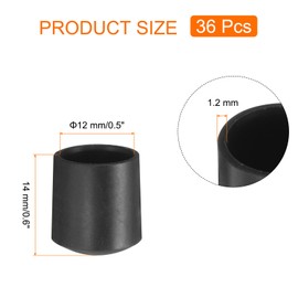 QUARKZMAN Pack of 36 Round Chair Leg Caps for Chair Legs, 12 mm, PVC Chair Leg Protectors, Chair Legs, Floor Protection, Non-Slip Chair Leg Covers for Robustness Wood Floors, Furniture Protectors