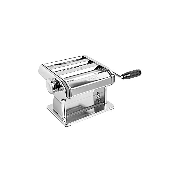 MARCATO 8356 Atlas Ampia Pasta Machine, Made In Italy, Chrome Plated Steel, Silver, Includes Pasta Cutter, Hand Crank, & Instructions