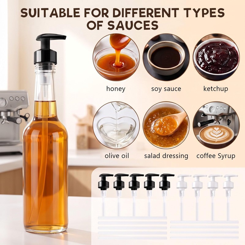 Miqidaa 9 Pack Coffee Syrup Pump Dispenser for 1L Bottles