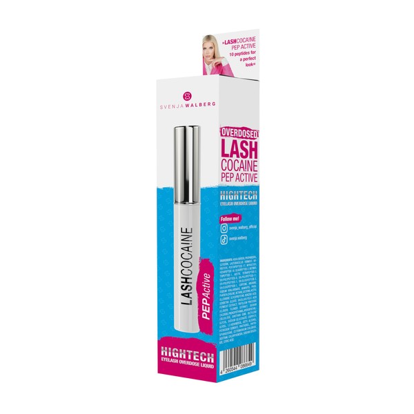 LASHCOCAINE PEP ACTIVE - Eyelash Serum without Hormones - Protects & Strengthens Eyelashes - Eyelash Booster with Care Complex from Svenja Walberg - Vegan - Made in Germany - 3.5 ml