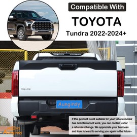 Aunginsy Car Outer Tailgate Handle Cover, Tailgate Handle Cover Compatible with Toyota Tundra 2022-2025 ABS Piano-Black Tailgate Handle Tail Gate Liftgate Cover with 2 Holes Exterior Accessories