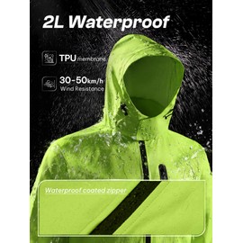 SaphiRose Men's Waterproof Rain Suit 2pcs/set Packable Rain Gear for Golf Motorcycle Fishing(Green,XXL)