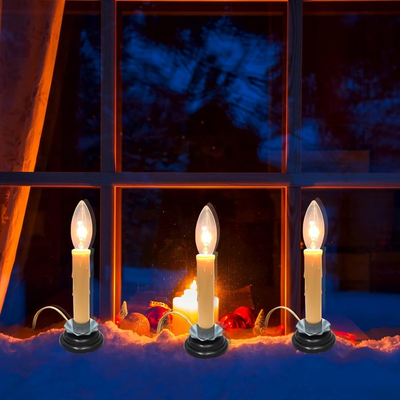 25 Pack Candle Light Bulbs, C26 Clear Torpedo Tip Candelabra