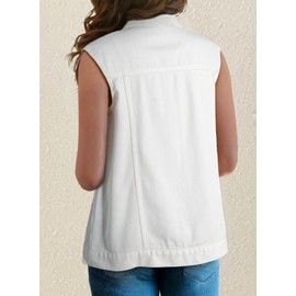 Dokotoo Womens Fashion Casual Denim Vest Spring Jackets for Women 2025Country Concert Outfits Oversized Jean Vest Tops Sleeveless Jean Shackets Jackets White Denim Jacket for Women S