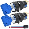 16mm 3 Position Key Switch 5/8" Mounting Hole 12V 24V