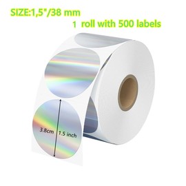 500pcs Round Holographic Thermal Label, Small Business Sense Stickers,Color Waterproof Thermal Label,for Thermal Label Printer QR Code DIY Name Tag Address