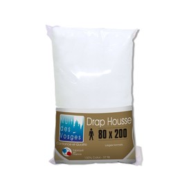 Nuit des Vosges Cotoval Fitted sheet Plain Color Cotton 90 x 200 cm, white, 80 x 200 cm