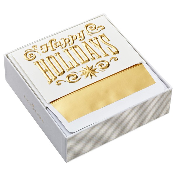 Hallmark Signature Holiday Boxed Cards, Happy Holidays (12 Christmas Cards with Envelopes)