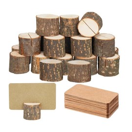 Wood Place Card Holders 15 Table Numbers Holders with 25 Kraft Table Place Cards Table Name Card Holder Memo Note Card for Party Wedding Anniversary